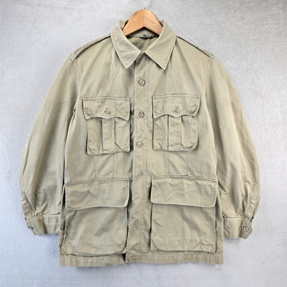Vintage USAF Tropical Jacket 38R Khaki Cotton Commercial Air Force Uniform